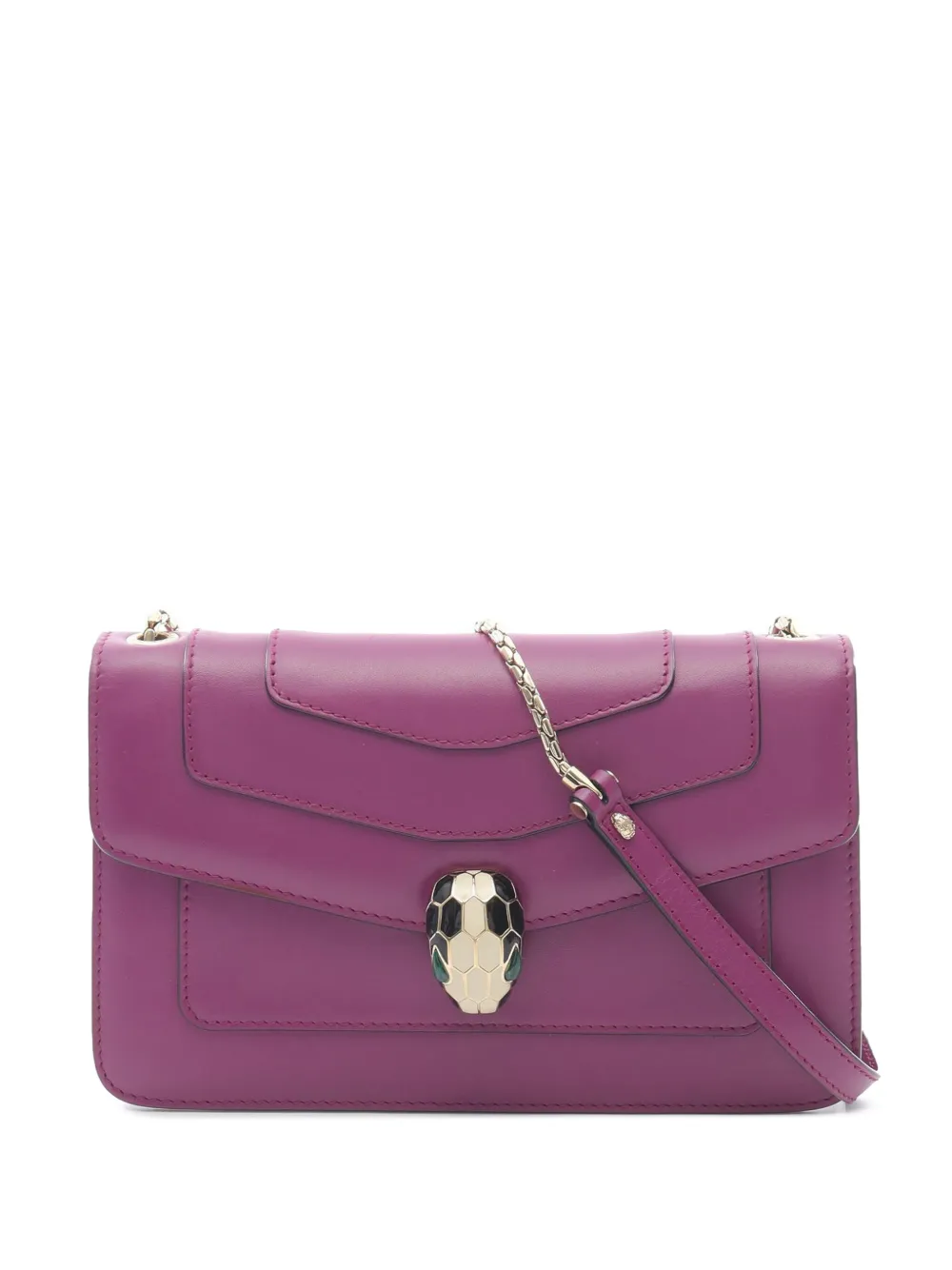 Pre-owned Bvlgari 2000-2025 Leather Serpenti Forever Crossbody Bag In Purple