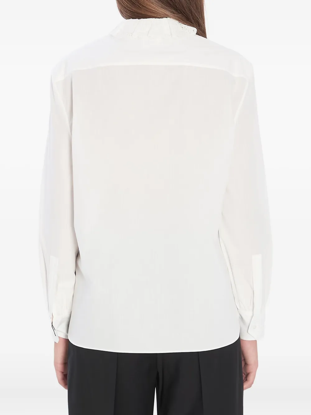 Saint Laurent Blouse van katoenblend met kanten kraag Wit
