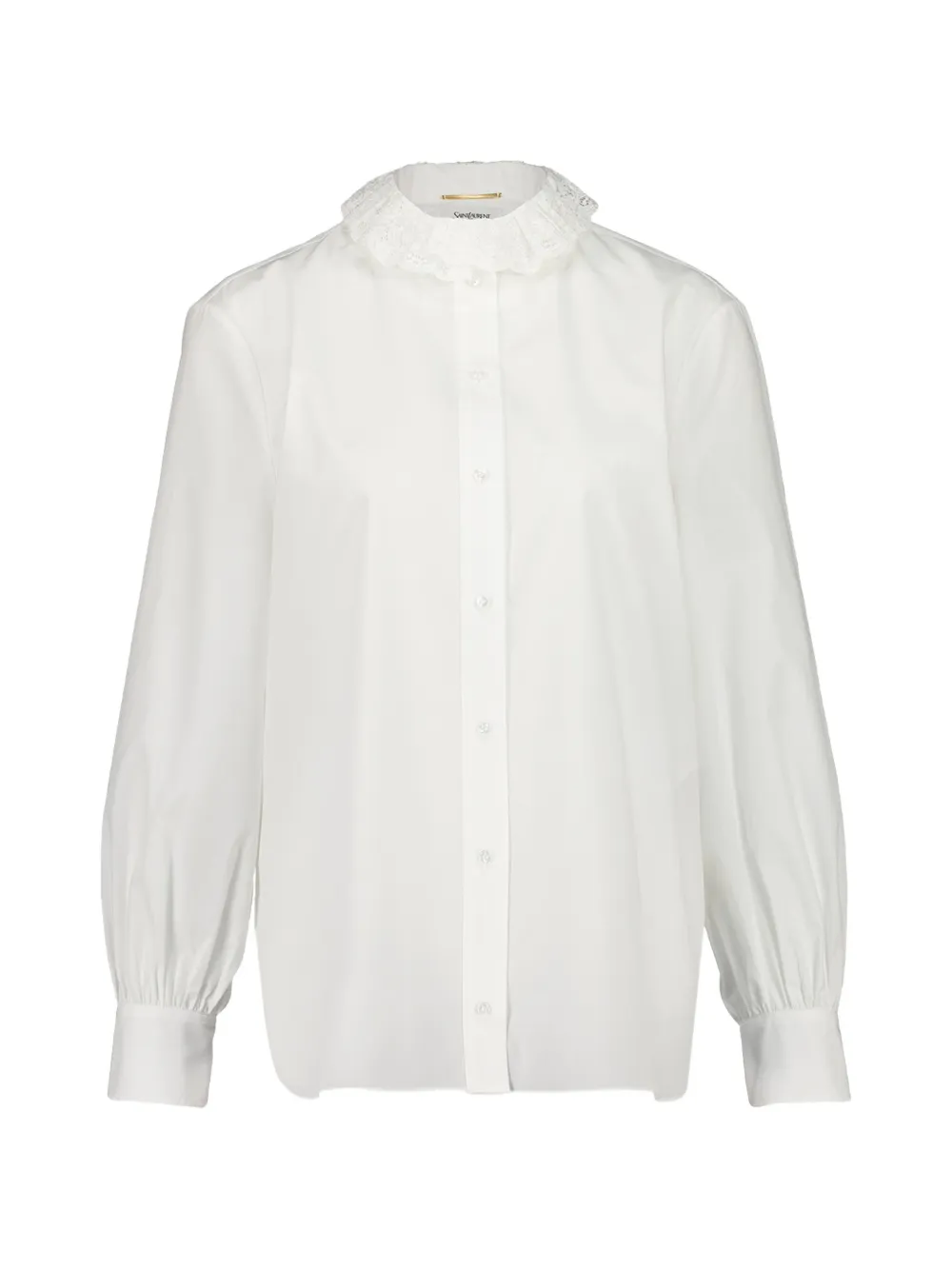 Saint Laurent lace-collar cotton-blend shirt - White