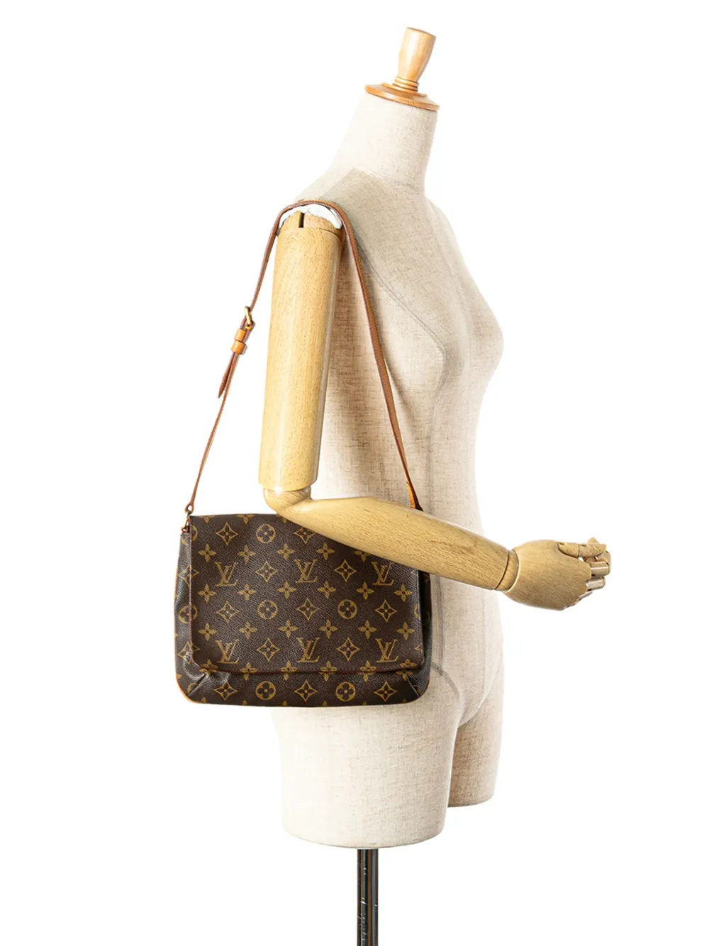 Pre-owned Louis Vuitton 2001 Monogram Musette Tango Short Strap Shoulder Bag In Brown