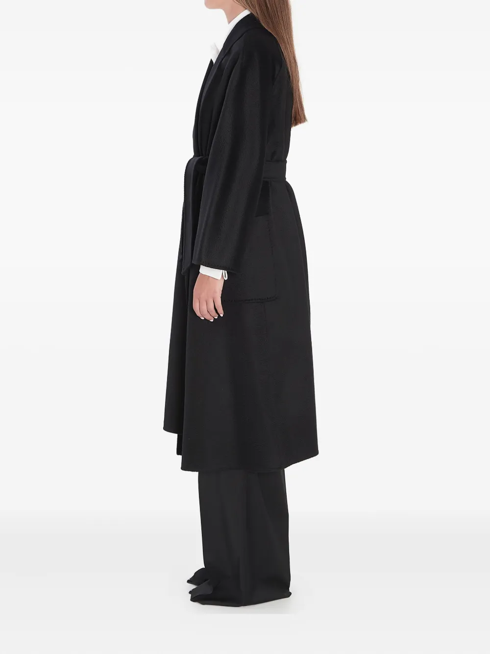 Max Mara Ludmilla jas met gekerfde revers en ceintuur Zwart
