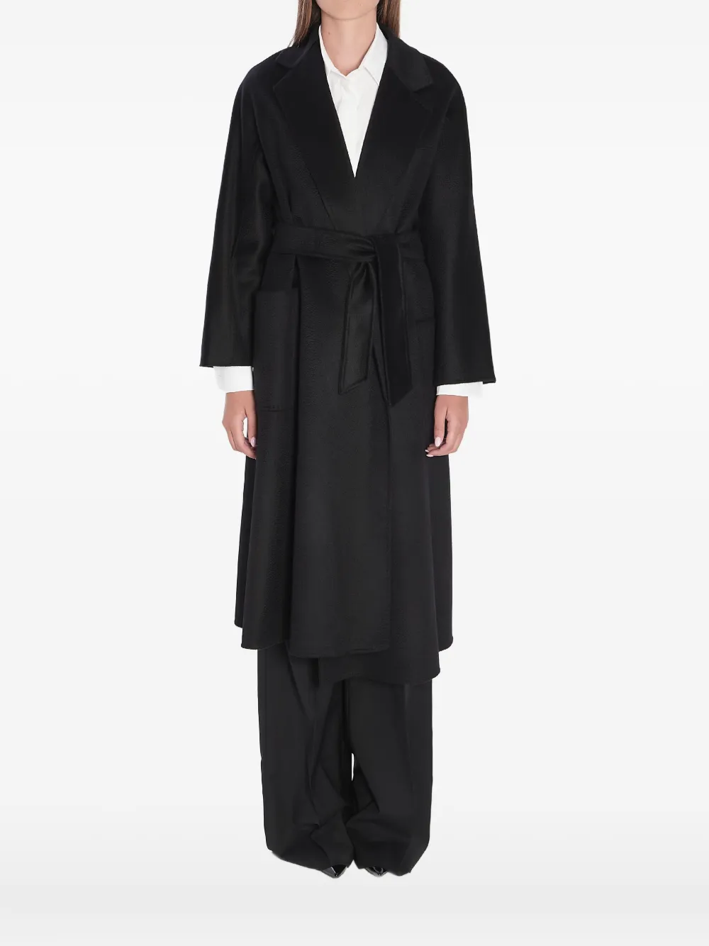 Max Mara Ludmilla jas met gekerfde revers en ceintuur Zwart