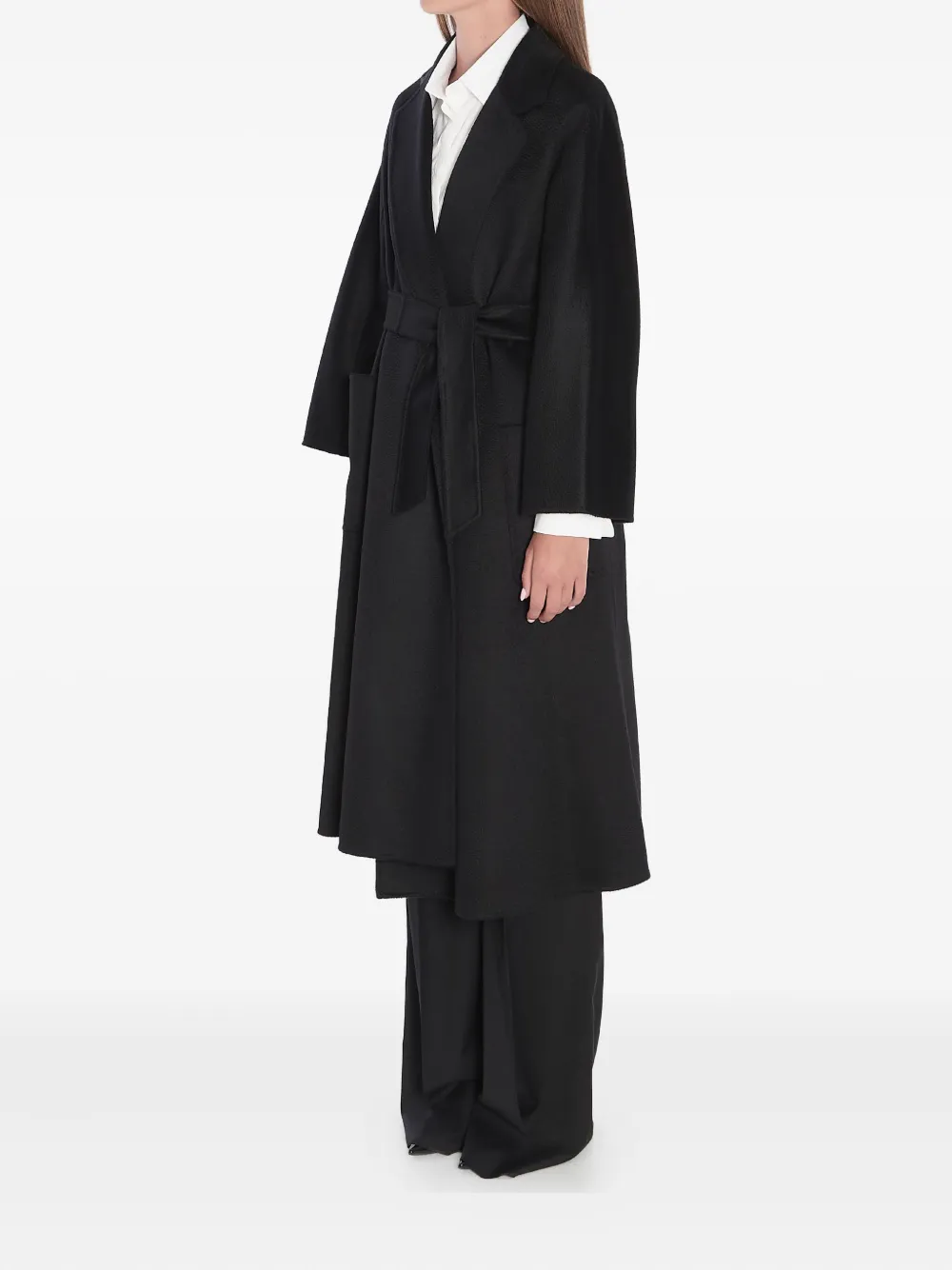 Max Mara Ludmilla jas met gekerfde revers en ceintuur Zwart