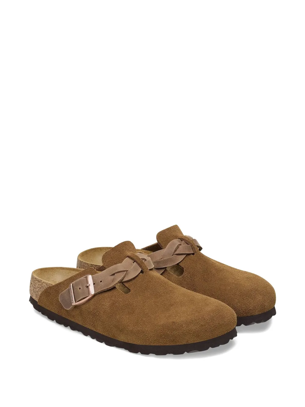 Birkenstock Boston "mink suede" mules Brown