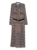 Self-Portrait checked chiffon midi dress - Brown