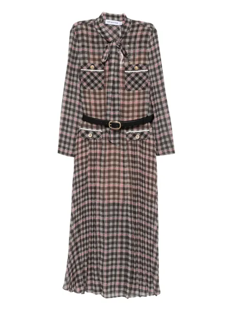 Self-Portrait checked chiffon midi dress
