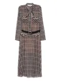 Self-Portrait checked chiffon midi dress - Brown