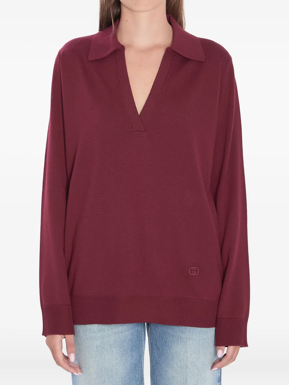 Gucci Polotop met V-hals Rood
