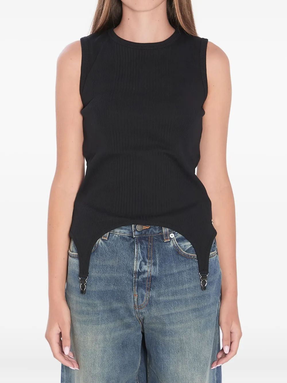 ribbed hook-detail top