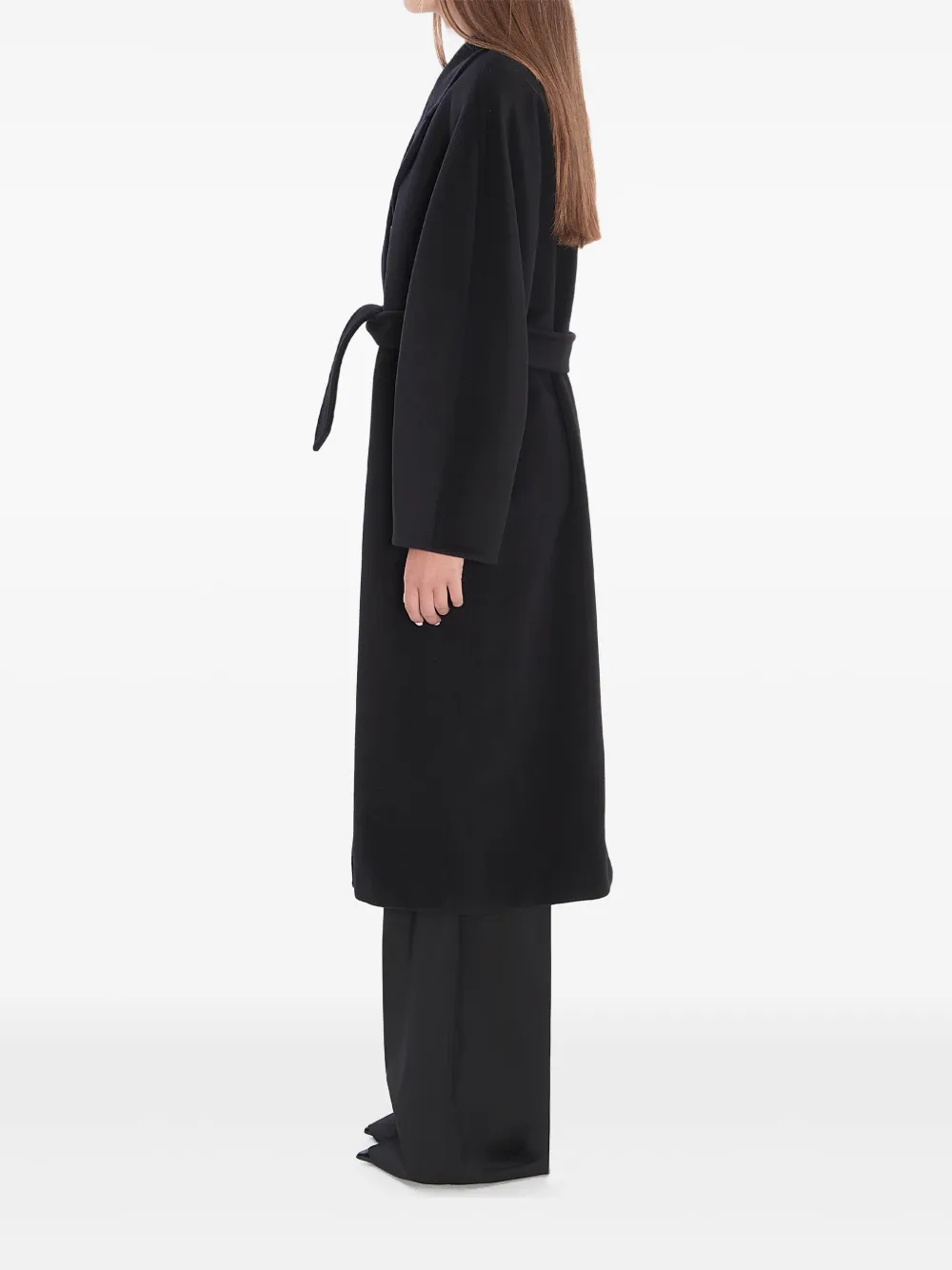 Max Mara Madame jas met gekerfde revers en ceintuur Zwart