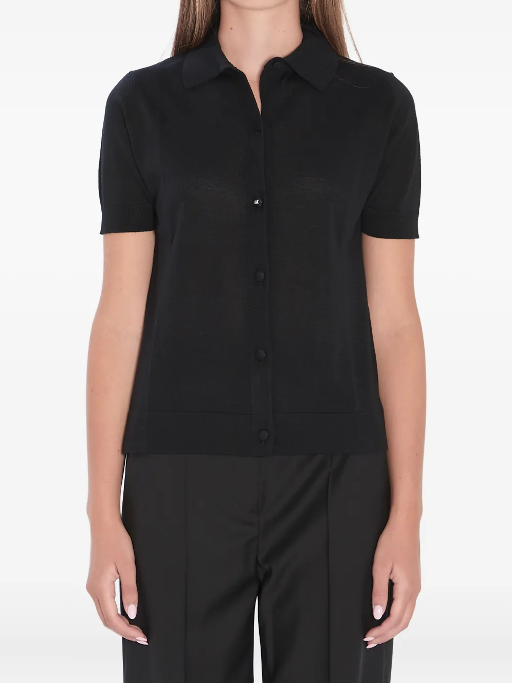Max Mara Romania vest met korte mouwen en knoop Zwart