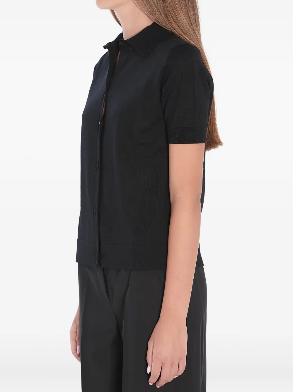Max Mara Romania vest met korte mouwen en knoop Zwart