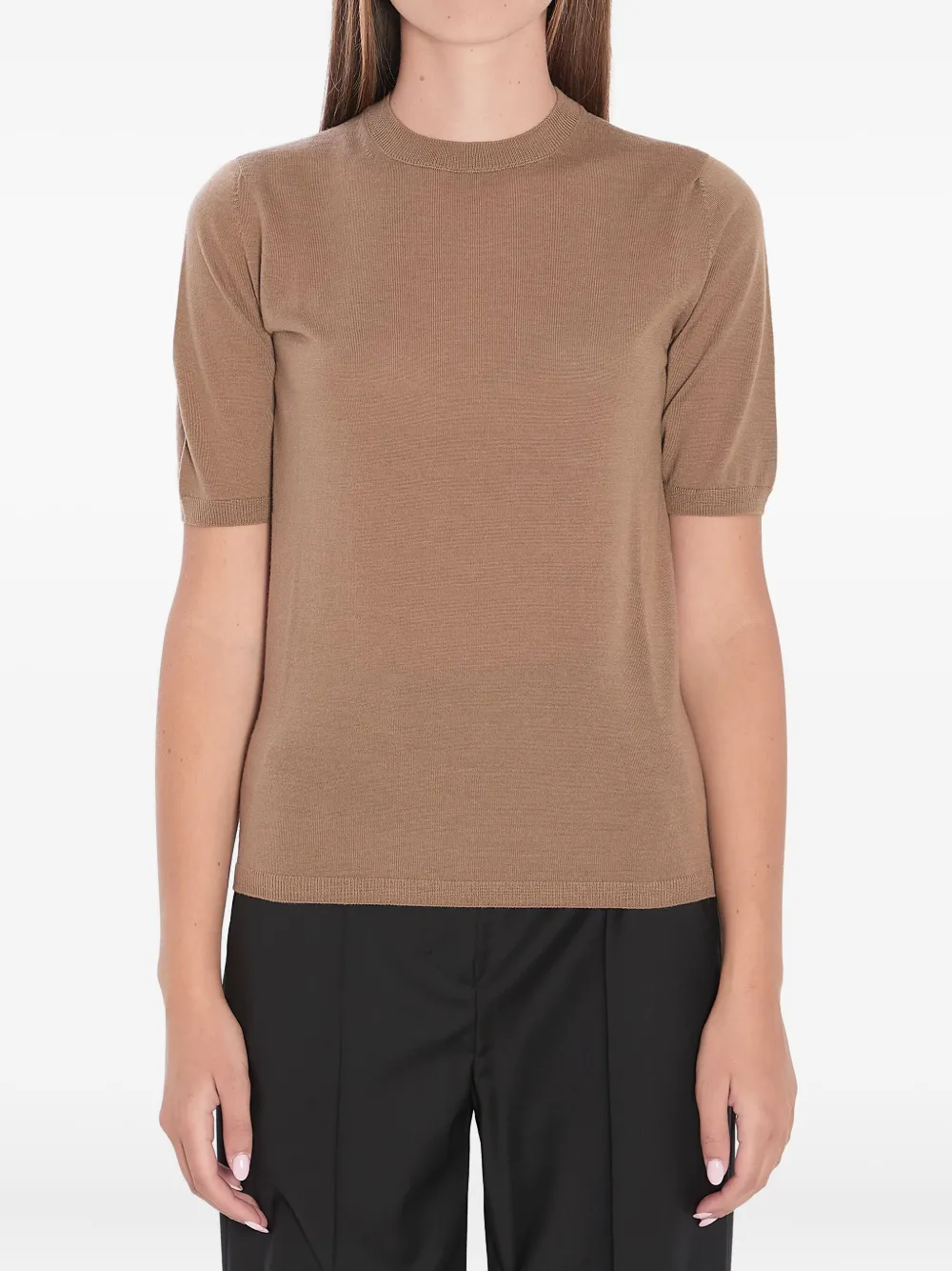 Max Mara Geribbeld T-shirt Bruin