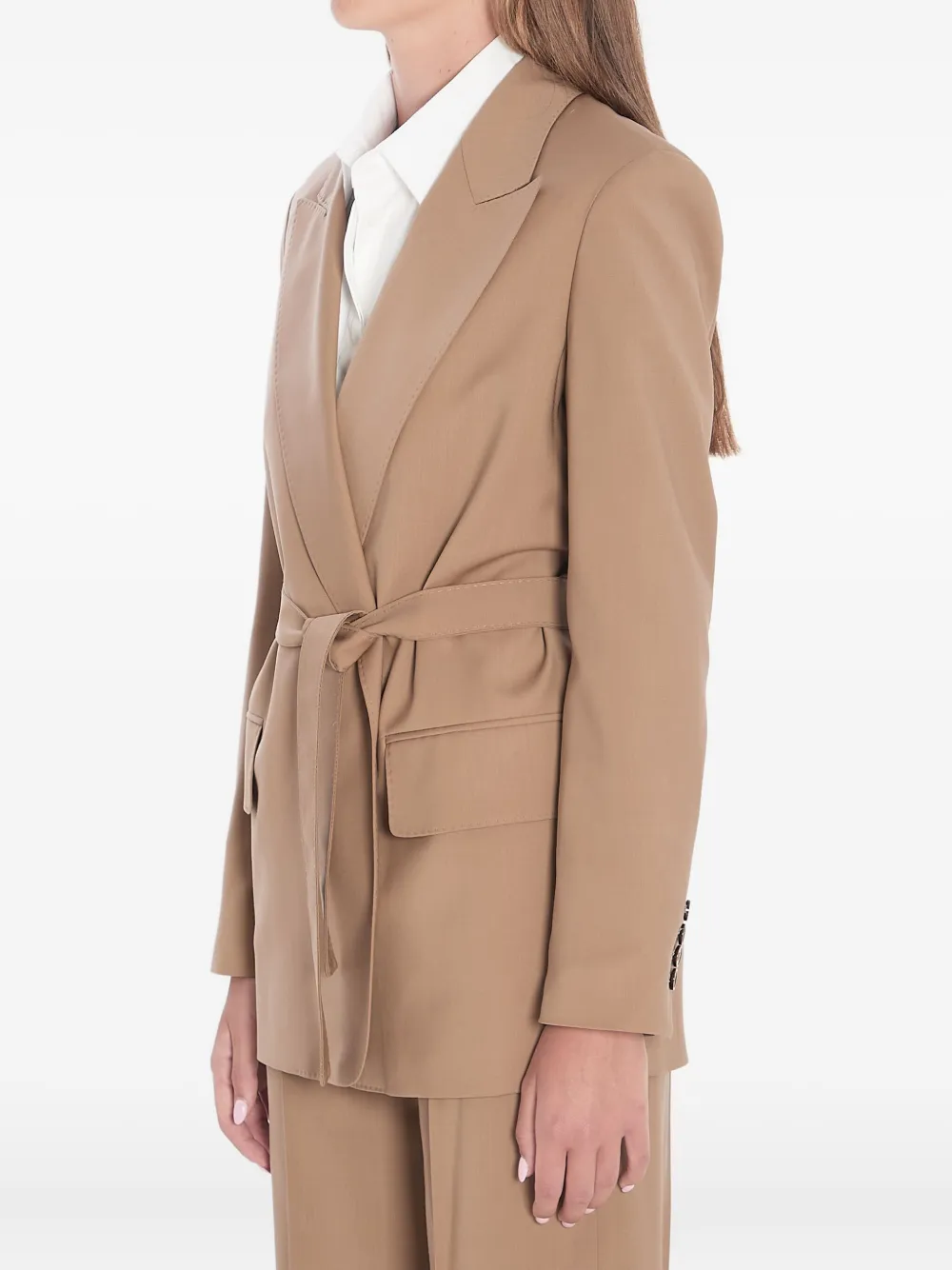 Max Mara belted peak-lapel blazer Beige