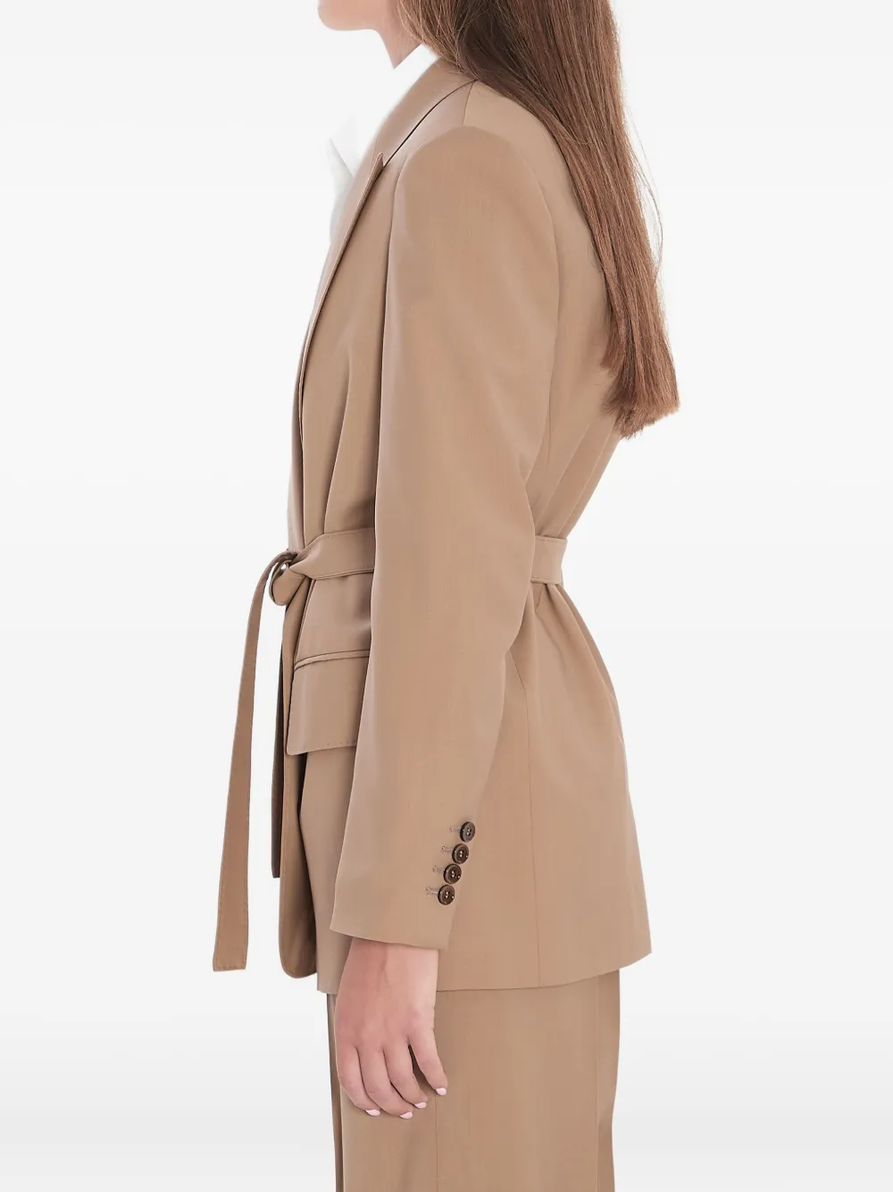 Max Mara belted peak-lapel blazer Beige