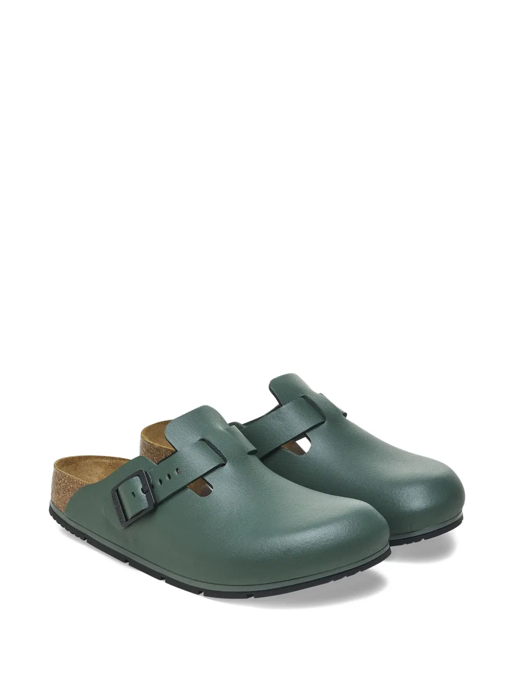 Birkenstock Boston "thyme" leather mules Green
