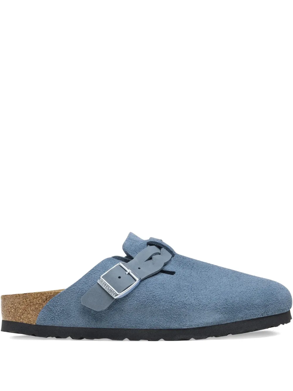 Birkenstock Boston "elemental blue" suede mules
