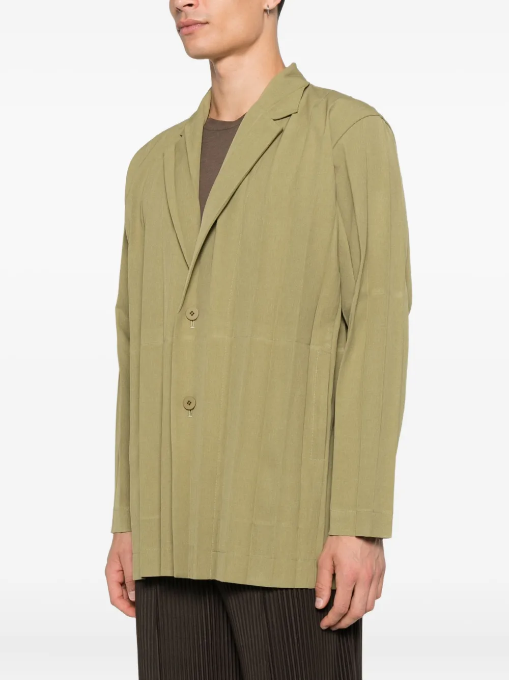 Issey Miyake Pleated Blazer In Green