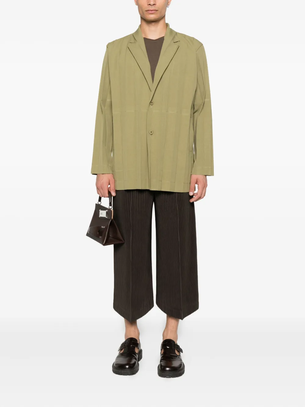 Issey Miyake Pleated Blazer In Green
