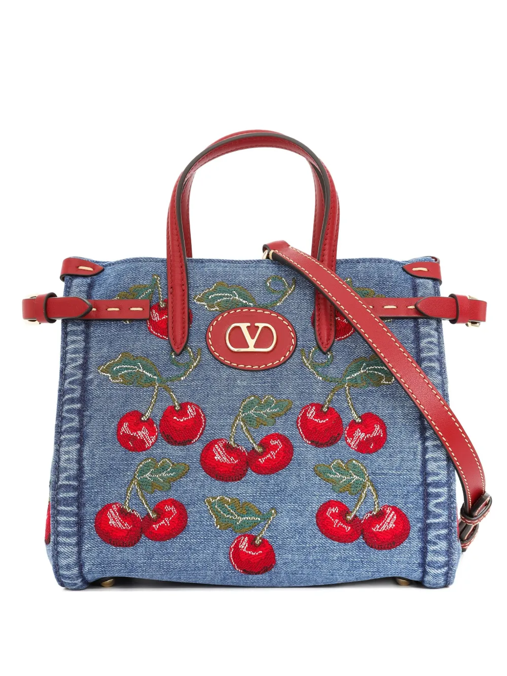 Valentino Garavani Bolsa Antibes Pequena Com Bordado De Cereja