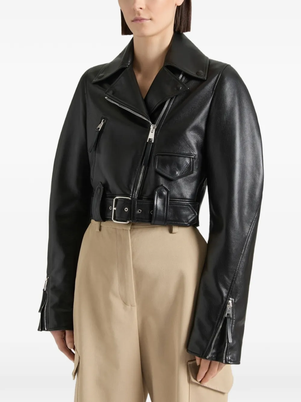 Givenchy Cocoon cropped leren bikerjack Zwart