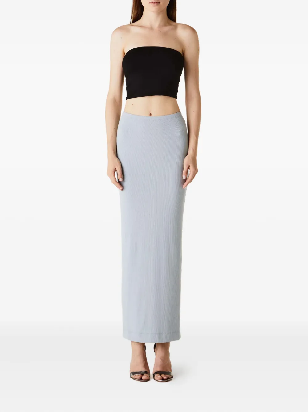 ETERNE Emma geribbelde maxi-rok Blauw