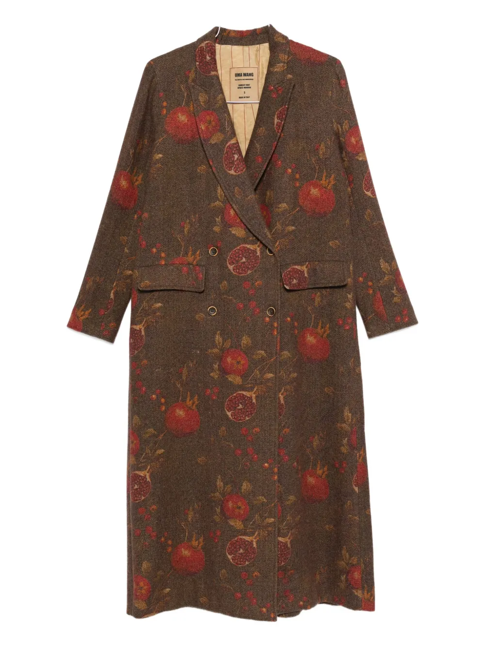 Uma Wang pomegranate-print double-breasted coat - Marrone
