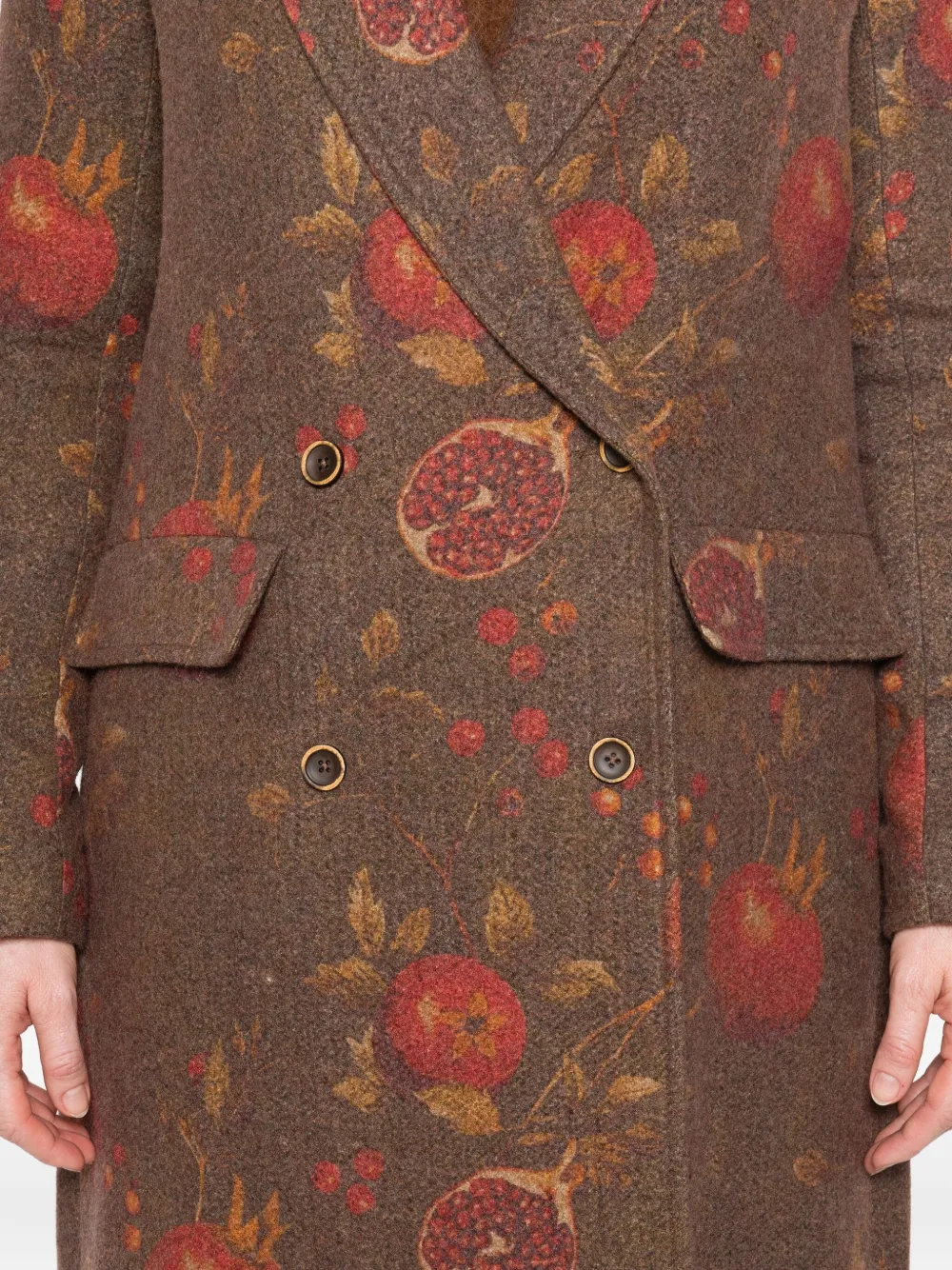 Uma Wang pomegranate-print double-breasted coat Bruin