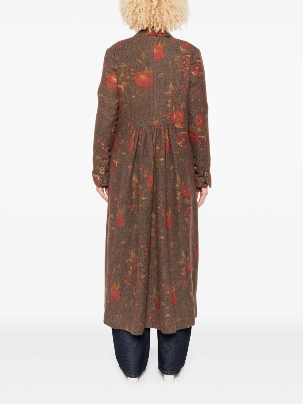 Uma Wang pomegranate-print double-breasted coat Bruin