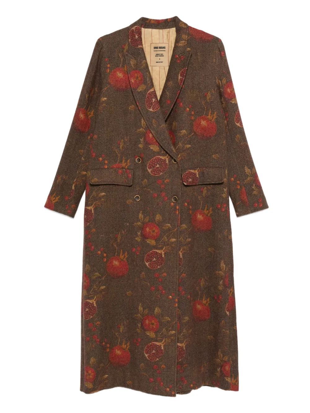 Uma Wang pomegranate-print double-breasted coat Bruin