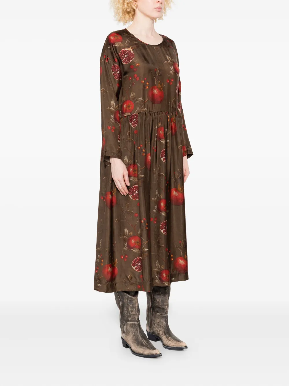 Uma Wang pomegranate-print gathered dress Bruin