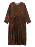 Uma Wang pomegranate-print gathered dress - Brown