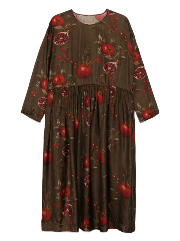 uma wang dress Aspen Draped Voluminous in color Dark Brown Drapey jersey slip dress with adjustable straps 93% modal 7% elastane made in italy Uma Wang pomegranate-print Gathered Dress