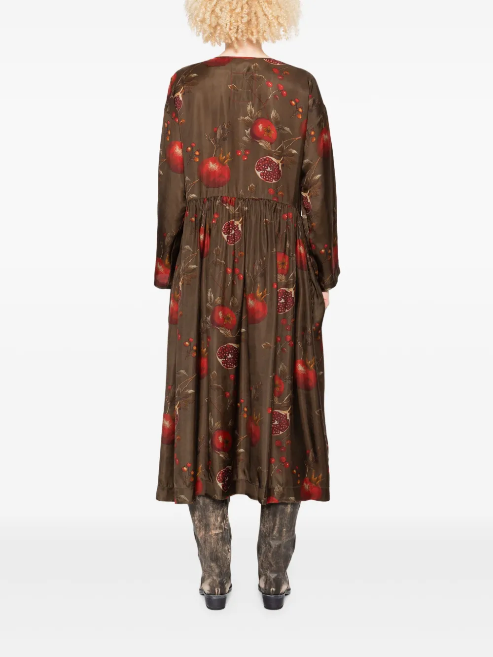Uma Wang pomegranate-print gathered dress Bruin