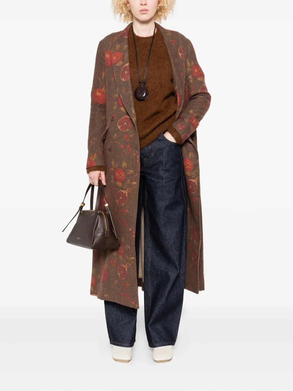Uma Wang fluffy crew-neck sweater Bruin