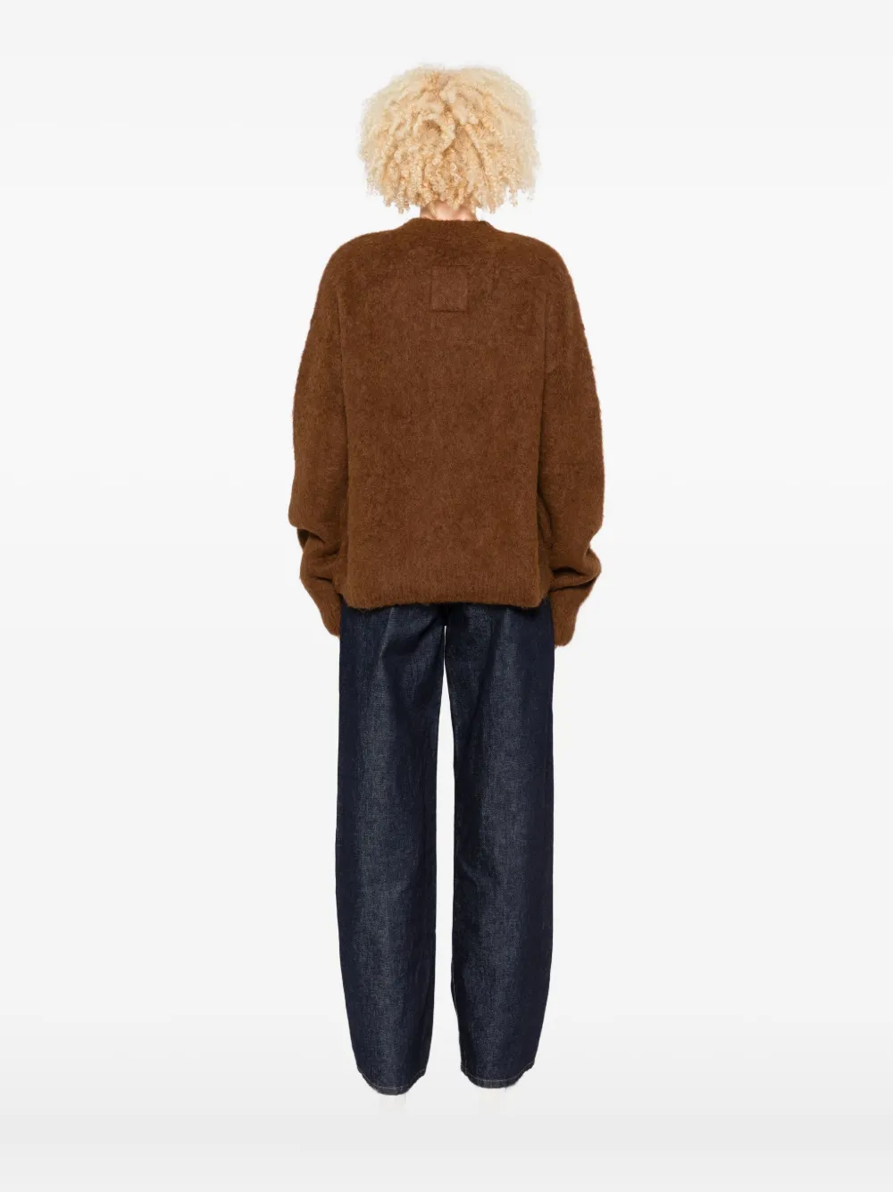 Uma Wang Fluffy Crew-neck Sweater In Brown