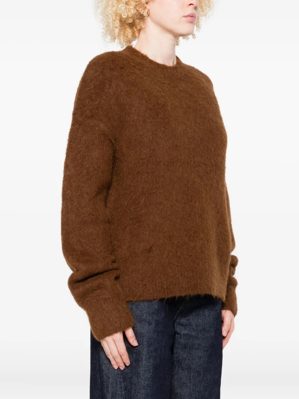 Uma Wang fluffy crew-neck sweater Bruin