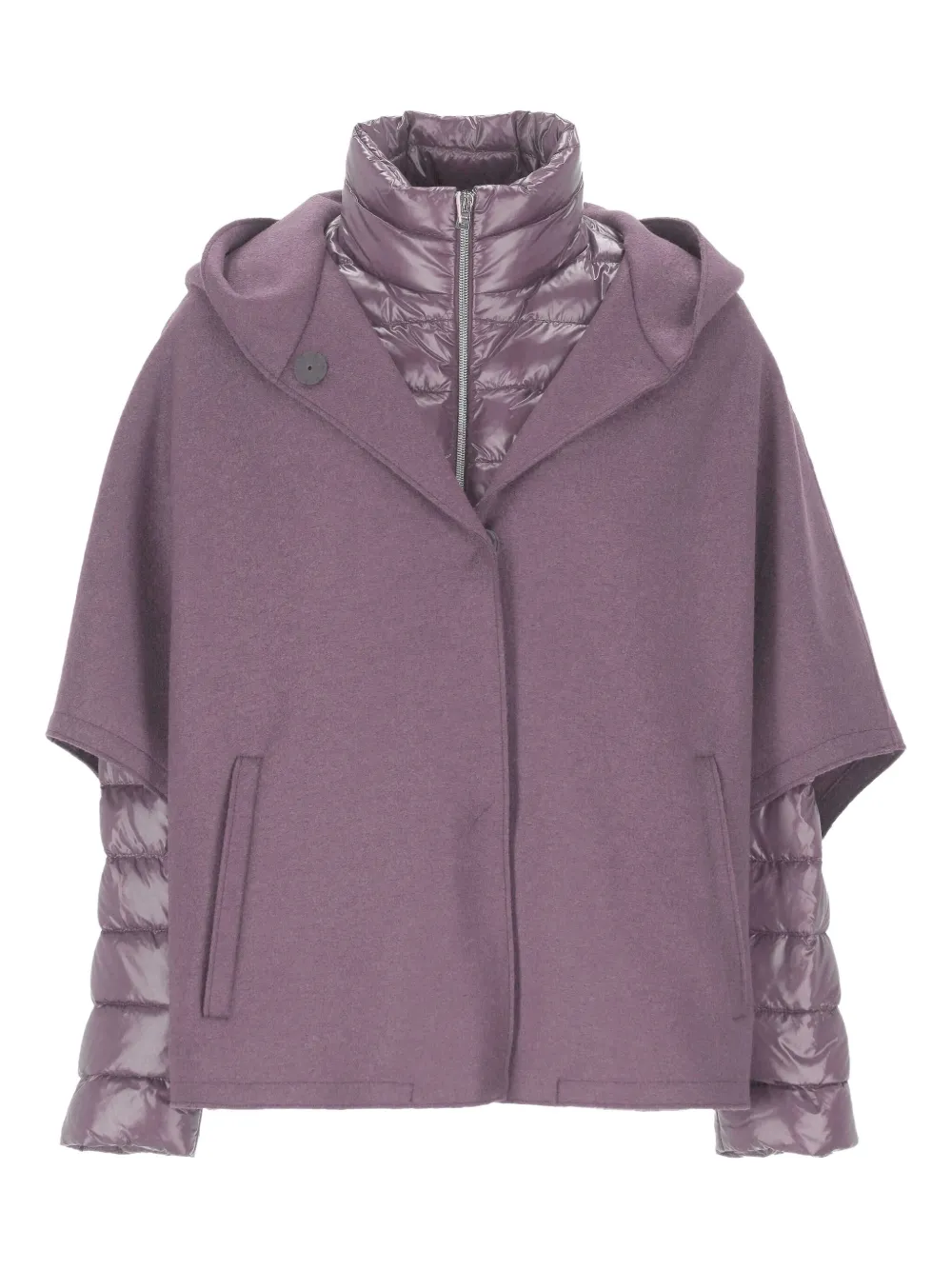 Herno Hooded Layered Coat In Purple