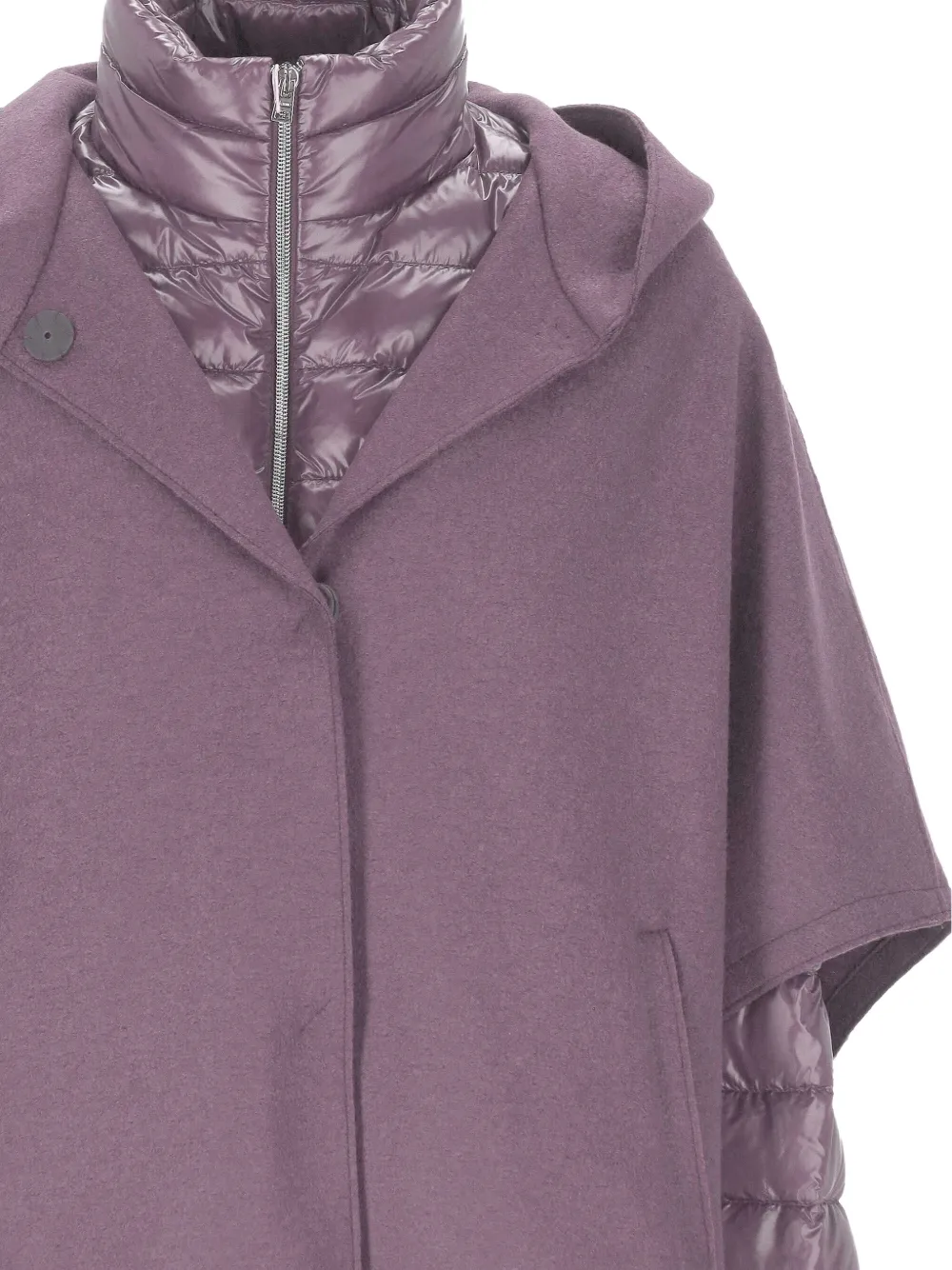 Herno Hooded Layered Coat In Purple