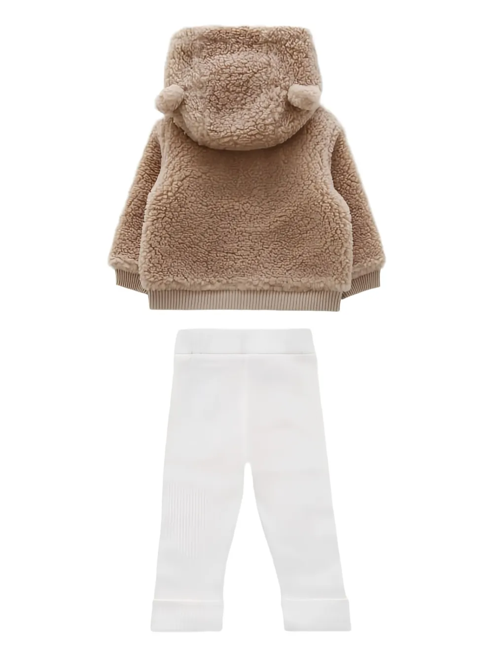 Moncler Enfant Broek en hoodie met teddybeeroren Wit