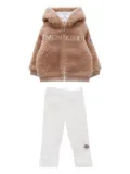 Moncler Enfant teddy-bear-ear hooded top-trousers set - White