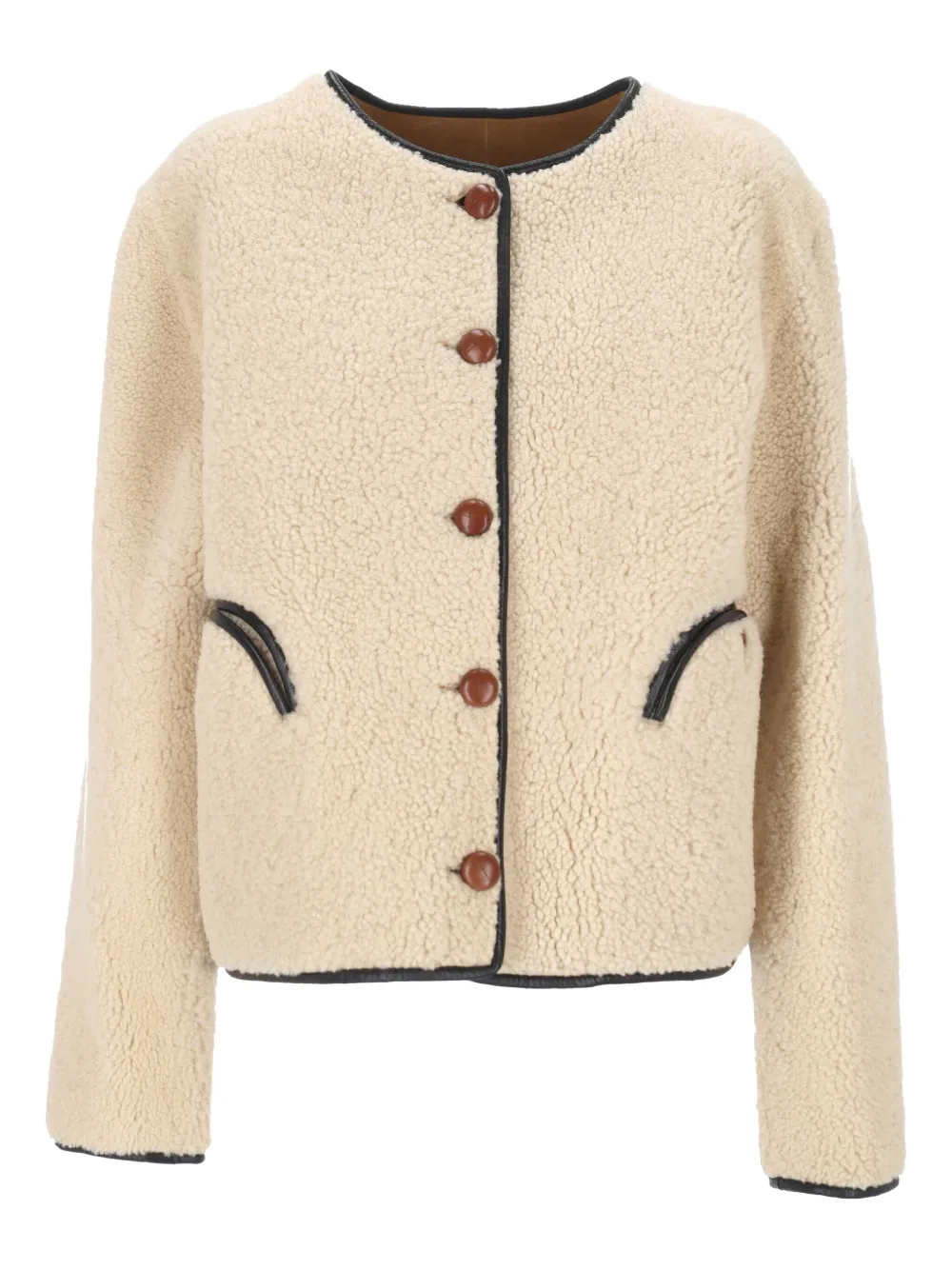 button-fastening shearling jacket