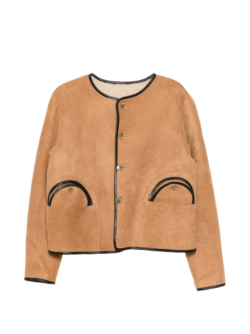 Blazé Milano button-fastening shearling jacket - Toni neutri