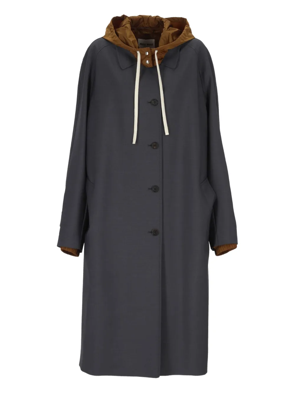 Miu Jas met capuchon en knopen Zwart