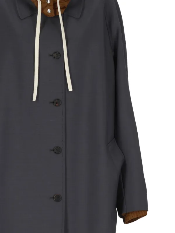 Miu Miu Hooded Buttoned Coat | Black | FARFETCH RO
