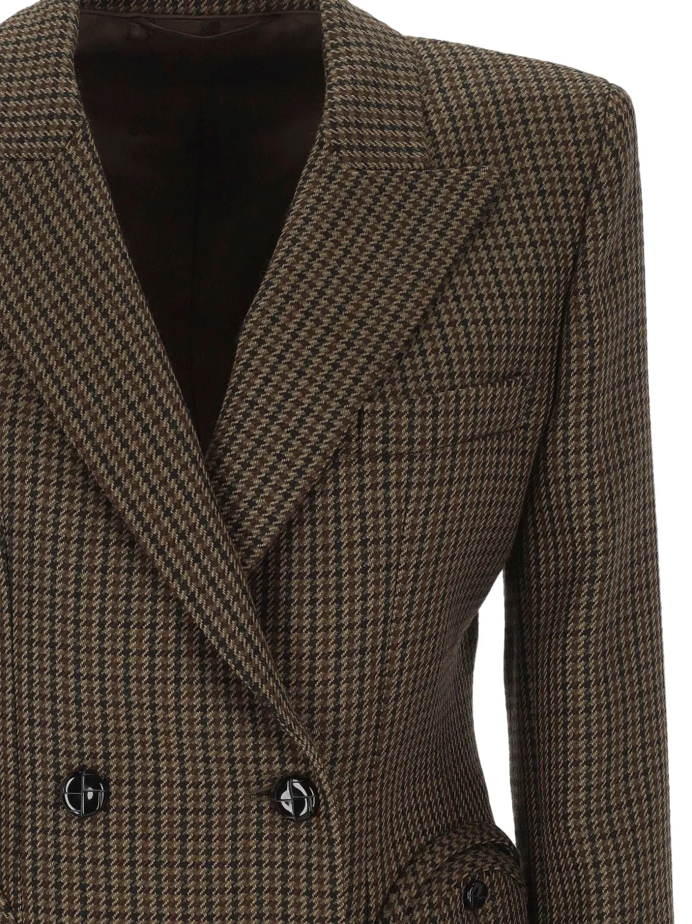 Blazé Milano Houndstooth Double-breasted Blazer In Brown