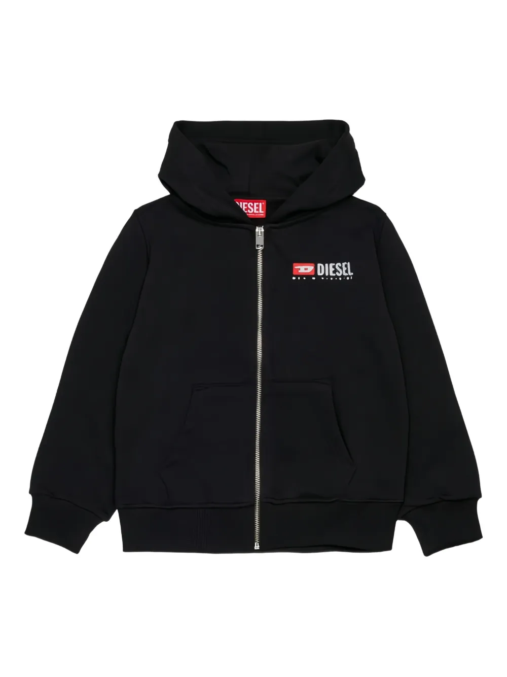 Diesel Kids' Logo-embroidered Zip-up Hoodie In Multi