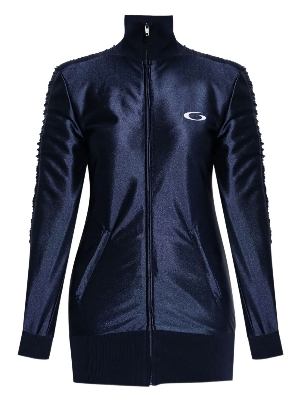 Balenciaga Jurk met ruchemouwen en rits Blauw