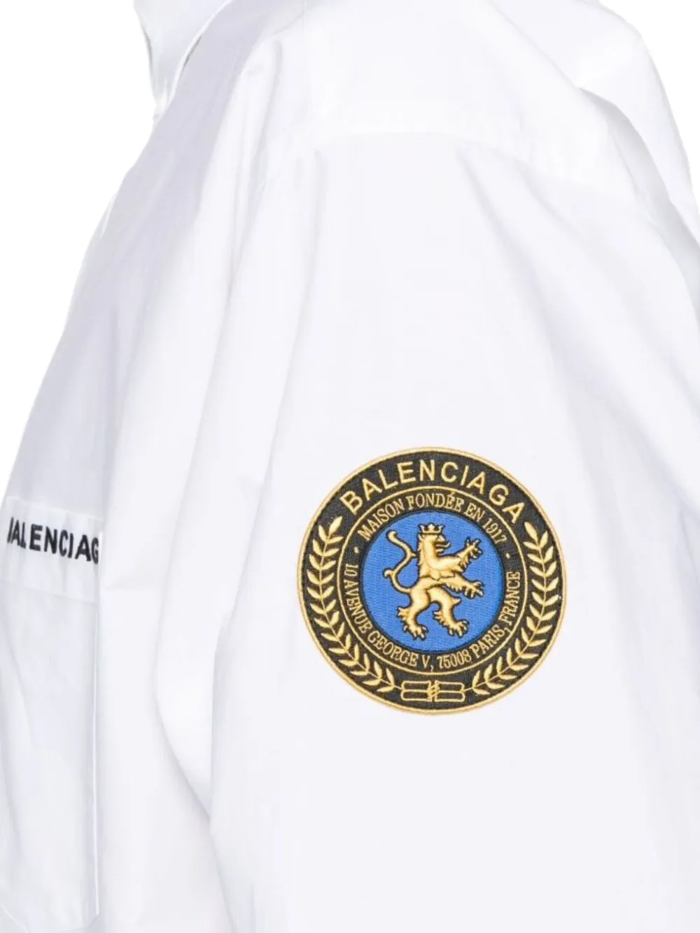 Balenciaga logo-patch cotton shirt - Wit