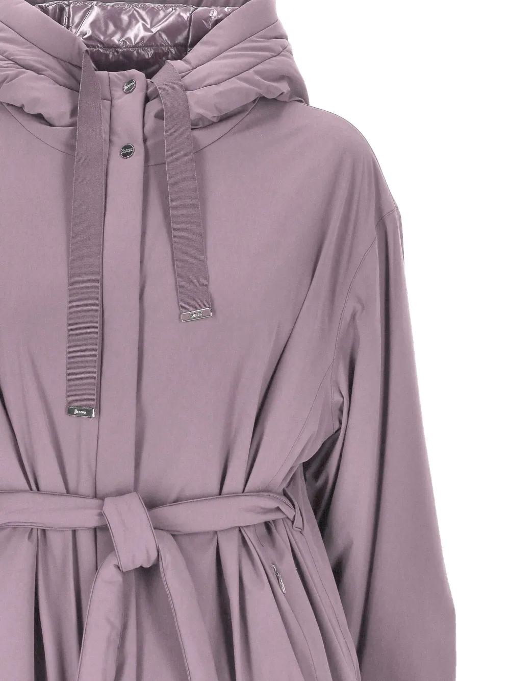 Herno Hooded Belted Jacket In Purple